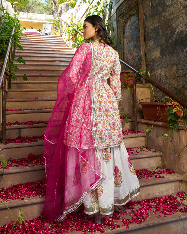 Eira Handblock Cotton Gotapatti Sharara Set