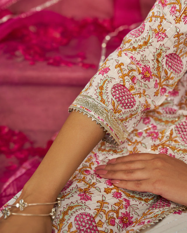 Ziya Handblock Cotton Gotapatti Suit Set