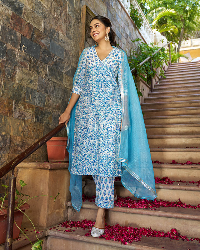 Aabha Handblock Cotton Gotapatti Suit Set