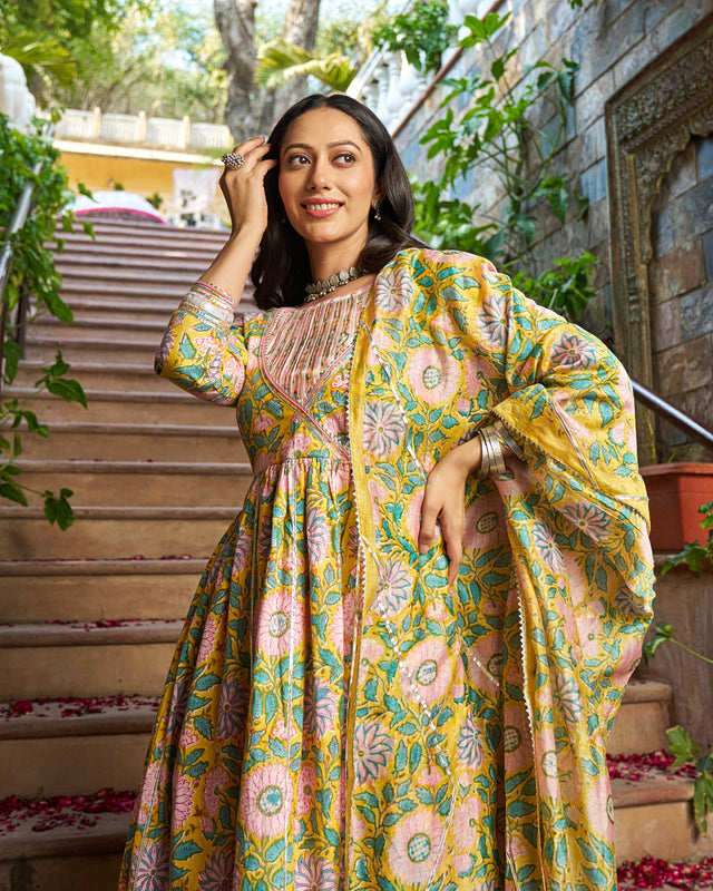 Falak Handblock Cotton Gotapatti Suit Set