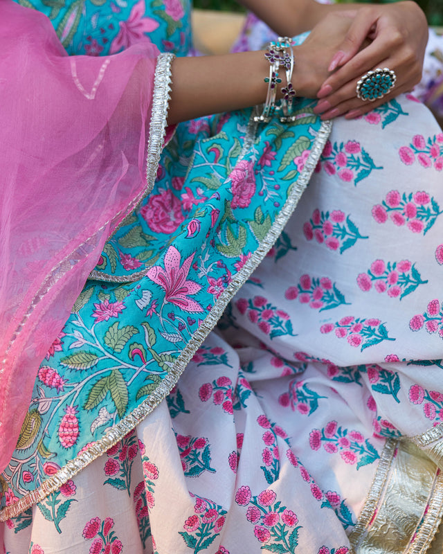 Naaz Handblock Cotton Gotapatti Sharara Set