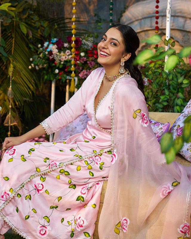 Ira Satin Handpainted Gotapatti Suit Set