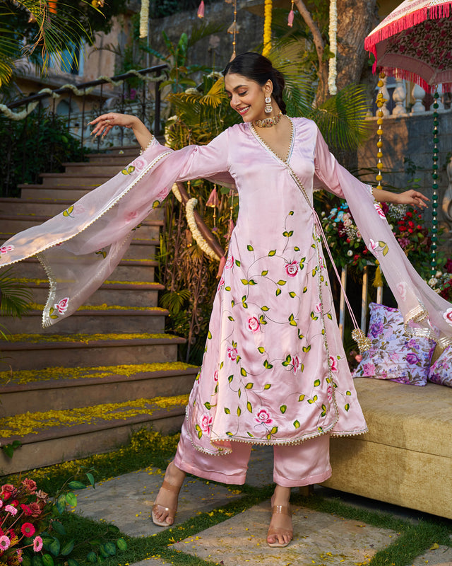 Ira Satin Handpainted Gotapatti Suit Set