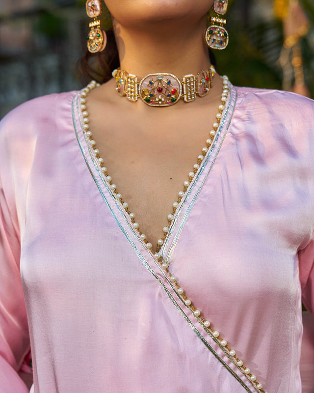 Ira Satin Handpainted Gotapatti Suit Set