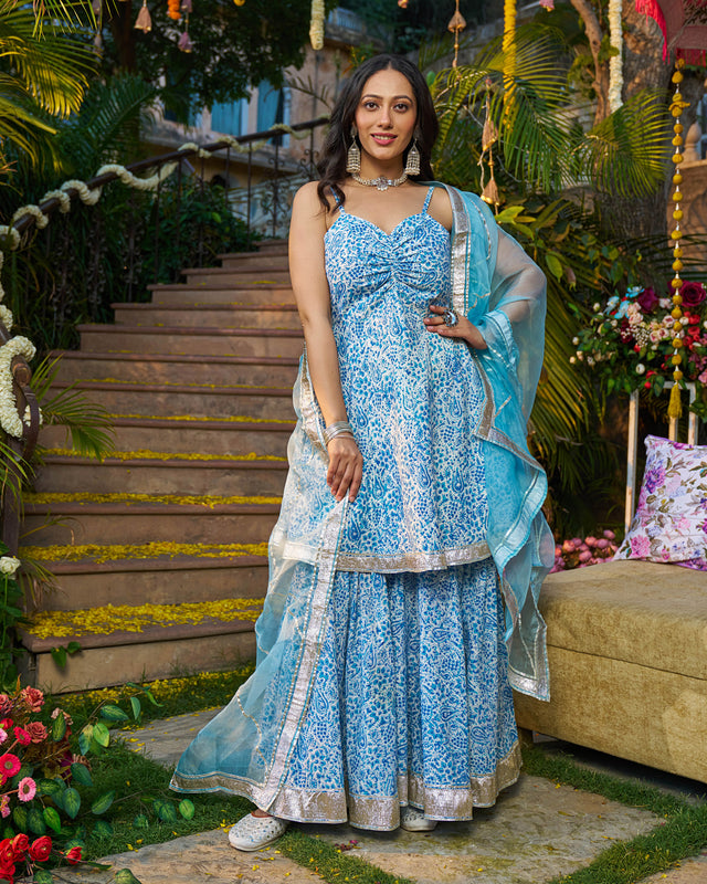 Afsana Handblock Cotton Gotapatti Sharara Set