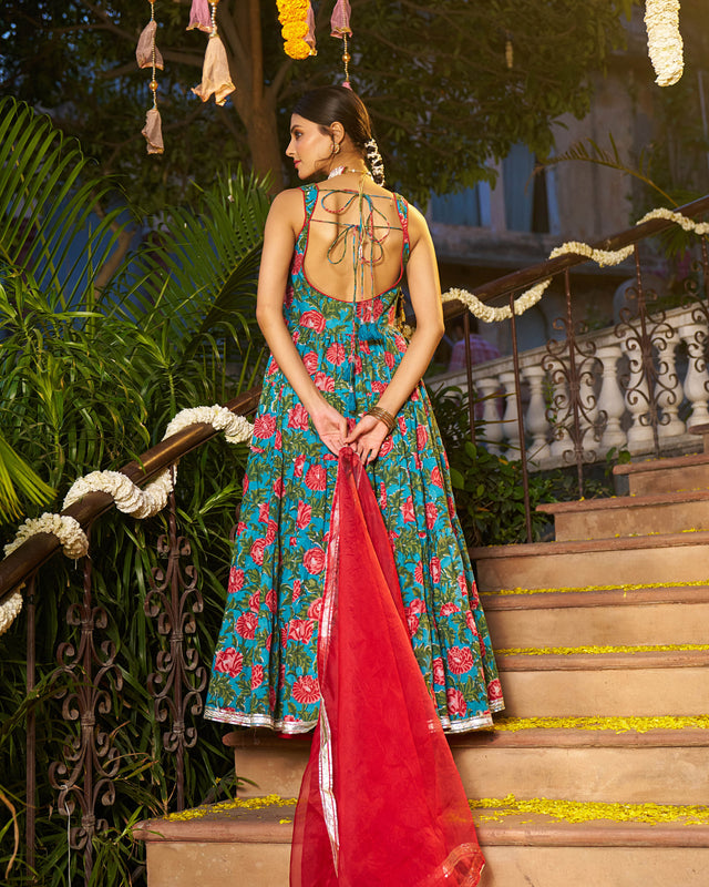 Abeer Handblock Cotton Gotapatti Suit Set
