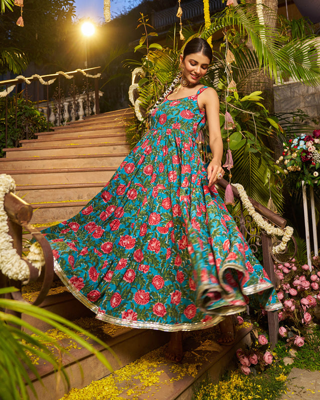 Abeer Handblock Cotton Gotapatti Suit Set