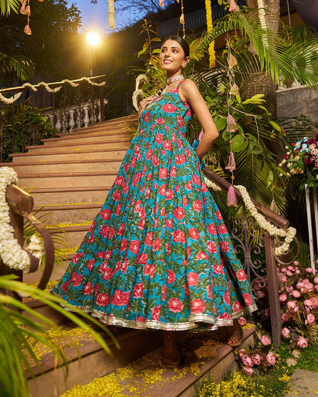Abeer Handblock Cotton Gotapatti Suit Set