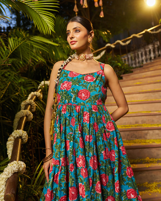 Abeer Handblock Cotton Gotapatti Suit Set