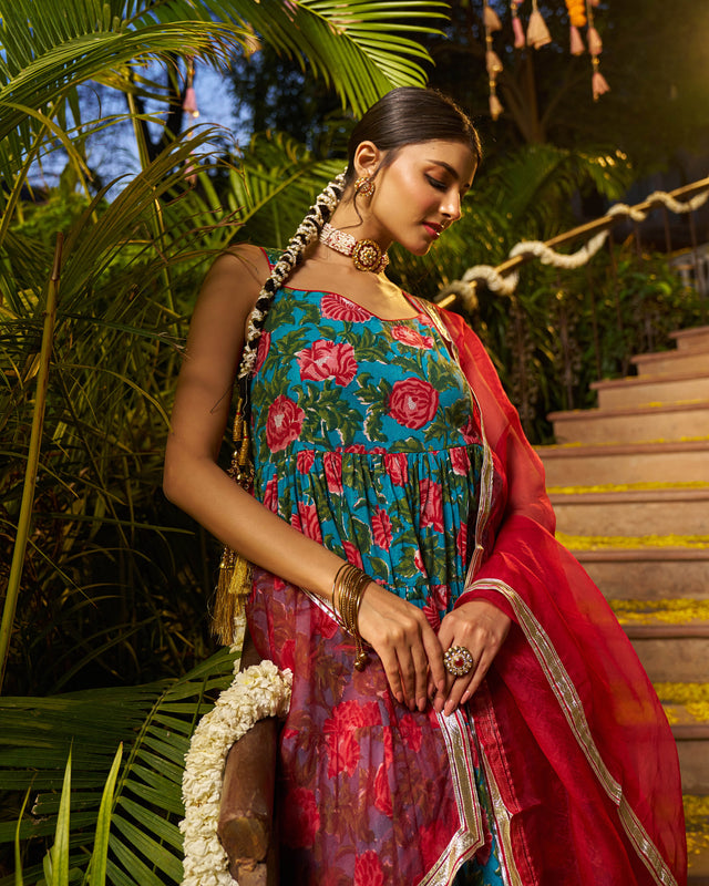 Abeer Handblock Cotton Gotapatti Suit Set