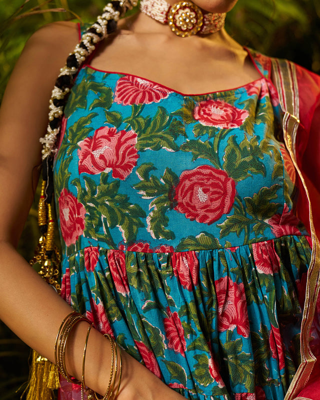 Abeer Handblock Cotton Gotapatti Suit Set