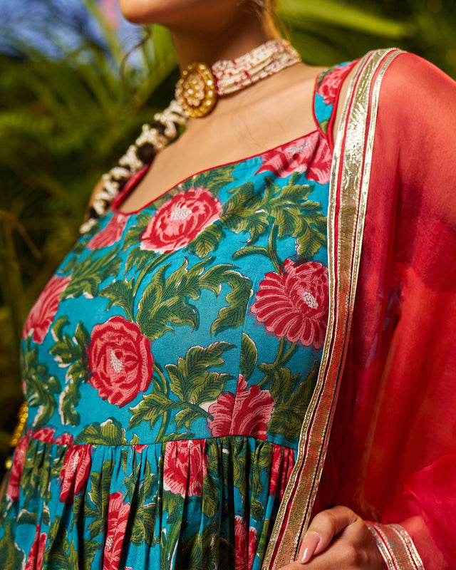 Abeer Handblock Cotton Gotapatti Suit Set