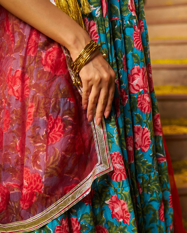 Abeer Handblock Cotton Gotapatti Suit Set