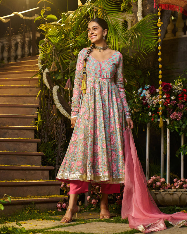 Sahil Handblock Cotton Gotapatti Suit Set