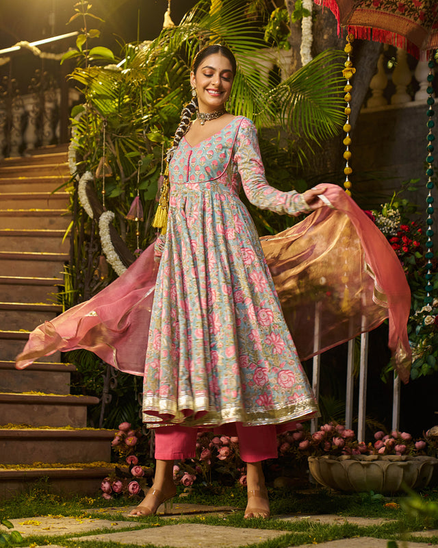 Sahil Handblock Cotton Gotapatti Suit Set