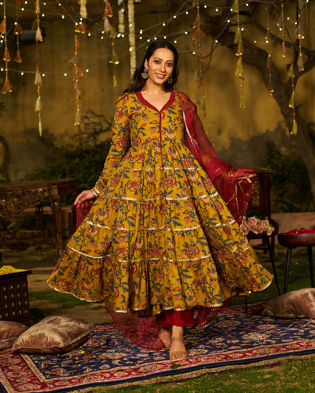 Noor Handblock Cotton Gotapatti Suit Set