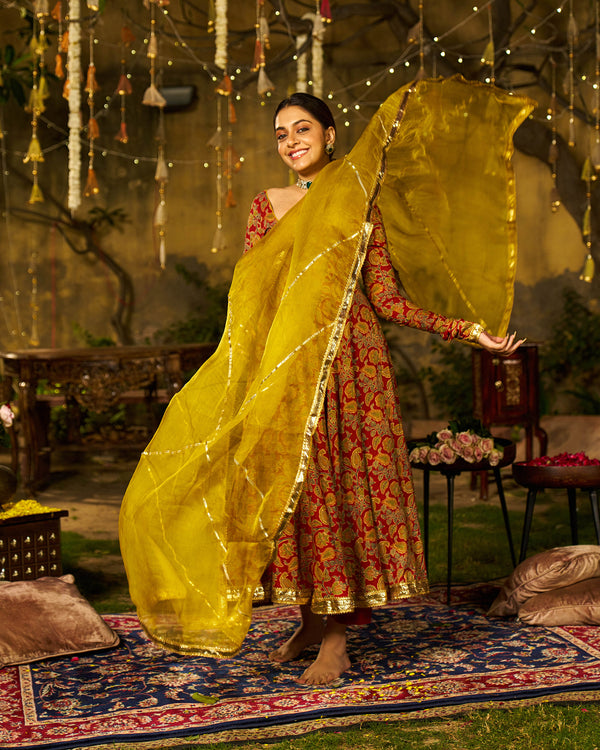 Kira Handblock Cotton Gotapatti Suit Set