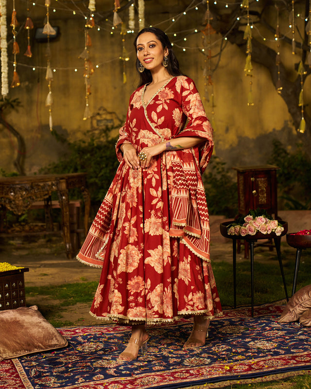 Zohra Handblock Cotton Gotapatti Suit Set