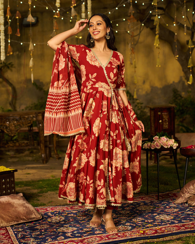 Zohra Handblock Cotton Gotapatti Suit Set