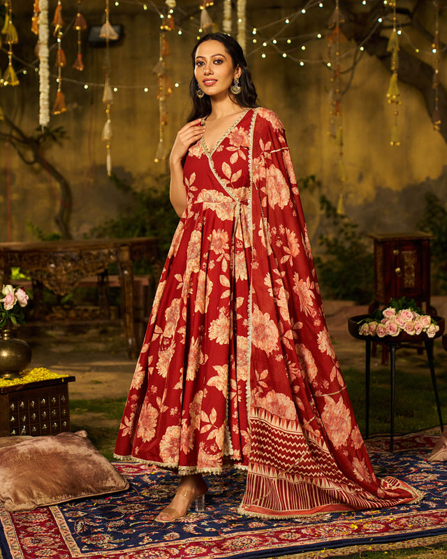 Zohra Handblock Cotton Gotapatti Suit Set