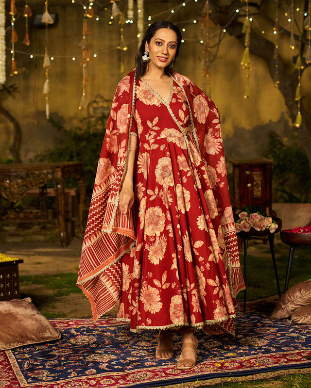 Zohra Handblock Cotton Gotapatti Suit Set