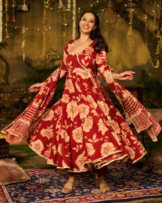 Zohra Handblock Cotton Gotapatti Suit Set