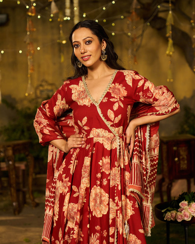 Zohra Handblock Cotton Gotapatti Suit Set