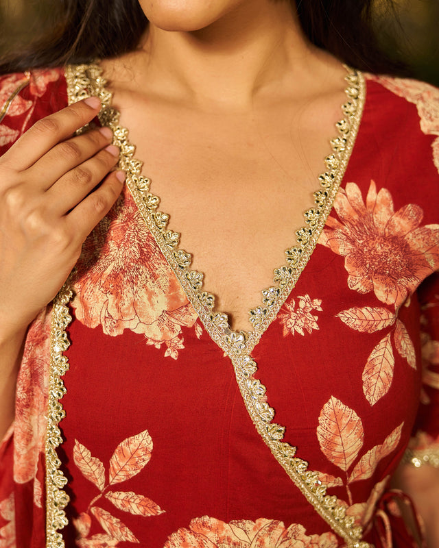 Zohra Handblock Cotton Gotapatti Suit Set