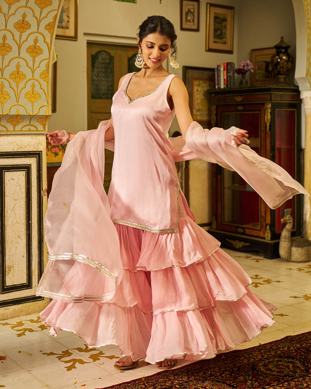 Zinia Satin Gotapatti Sharara Set